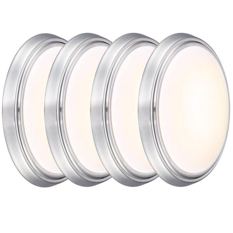 11.02 in. Brushed Nickel Selectable Flush Mount Ceiling Light Fixture (4-Pack)-Paradise Island Wear