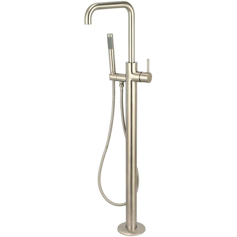 Single-Handle 1-Spray Floor Mounted Freestanding Tub Filler Trim in Brushed Nickel Valve Included-Paradise Island Wear
