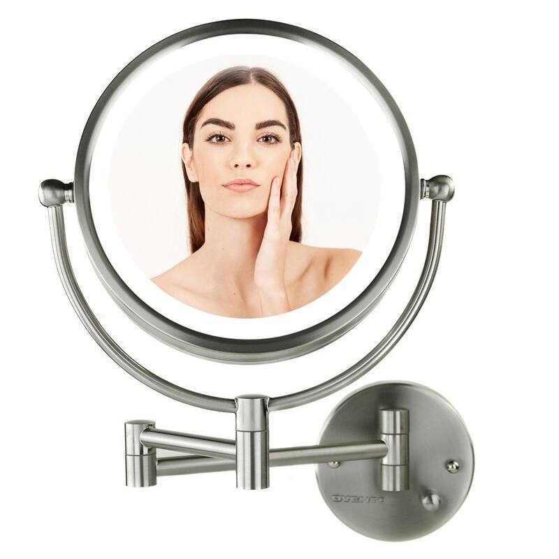 Hardwired 4.7 in. W x 12.4 in. H Framed Round Bathroom Vanity Mirror in Brushed-Paradise Island Wear