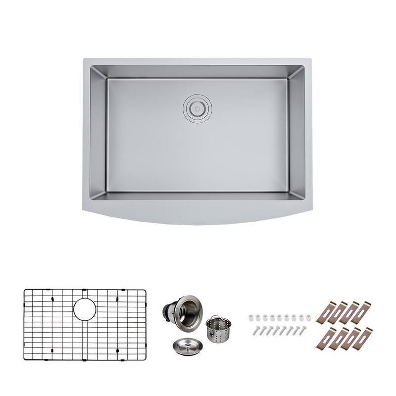 Stainless 16- Gauge 30 in. Single Bowl Farmhouse Apron Kitchen Sink with Bottom Grid, Drain-Paradise Island Wear