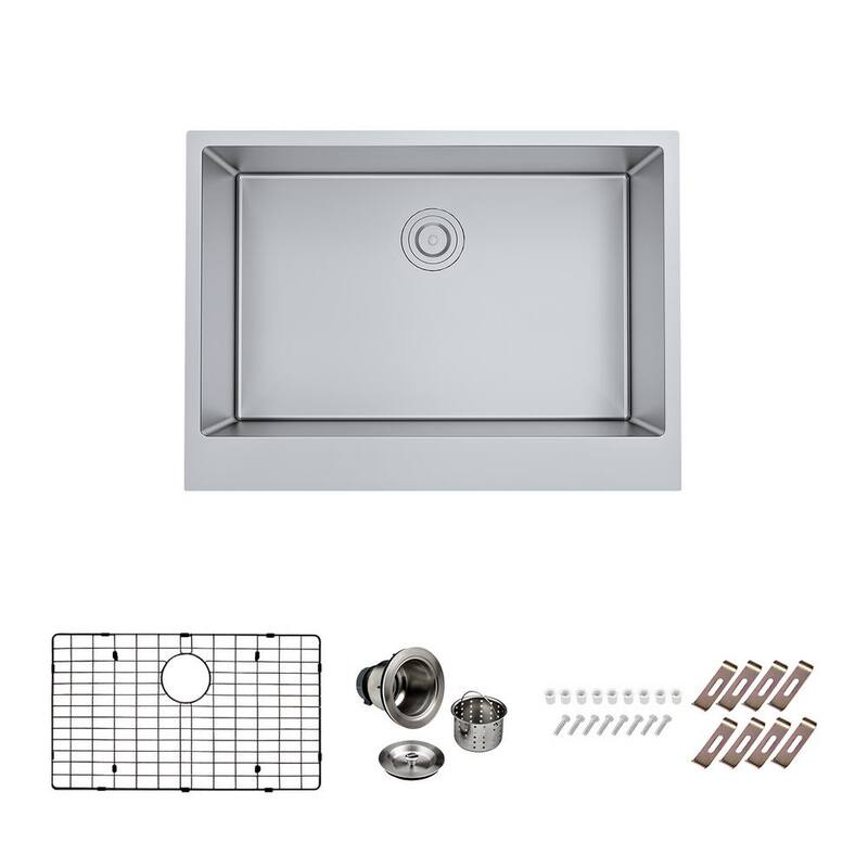 16-Gauge Stainless 33 in. Single Bowl Farmhouse Apron Kitchen Sink with Bottom Grid and Drain-Paradise Island Wear
