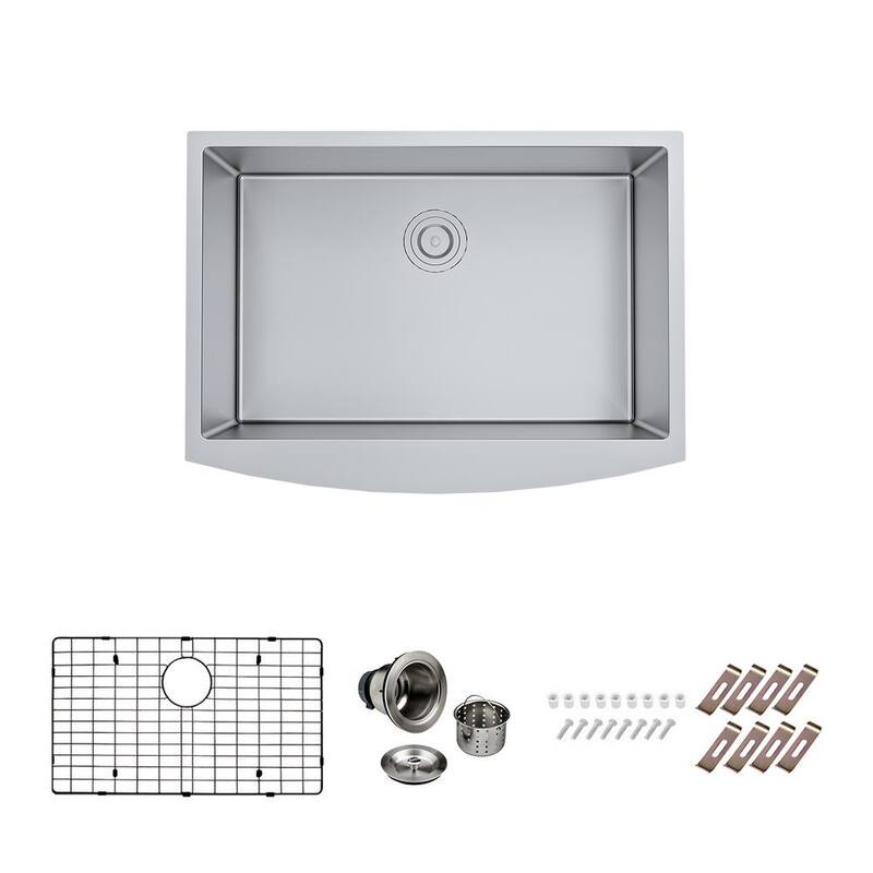 16-Gauge Stainless 33 in. Single Bowl Farmhouse Apron Kitchen Sink with Bottom Grid and Drain-Paradise Island Wear