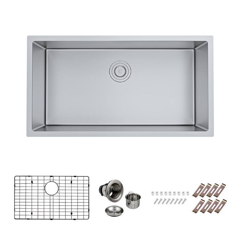 Stainless 16- Gauge 33 in. Single Bowl Undermount Kitchen Sink with Bottom Grid, Drain-Paradise Island Wear