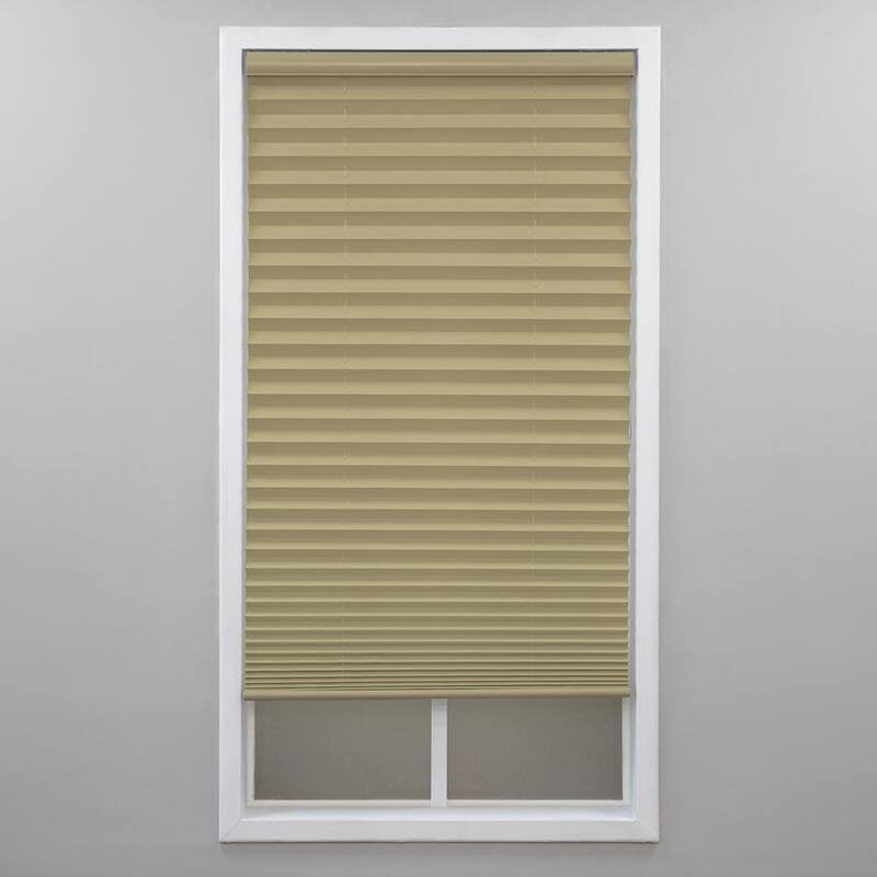 Cut-to-Width Camel Cordless Light Filtering Polyester 1 in. Pleated Shade 41.5 in. W x 64 in. L-Paradise Island Wear