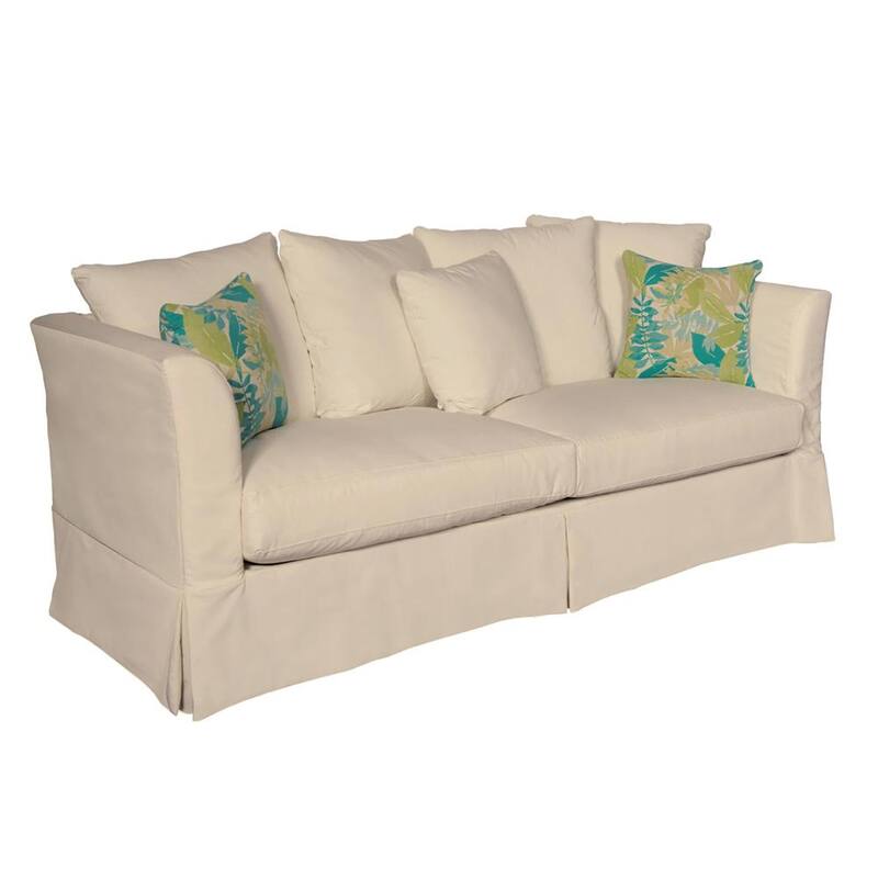 Sunset Beach 85 in. Canvas Flax Solid Sunbrella Fabric 2-Seater English Rolled Arm Sofa with Polyureathane Foam-Paradise Island Wear
