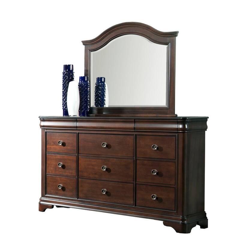 9-Drawer Cherry Dresser with Mirror-Paradise Island Wear