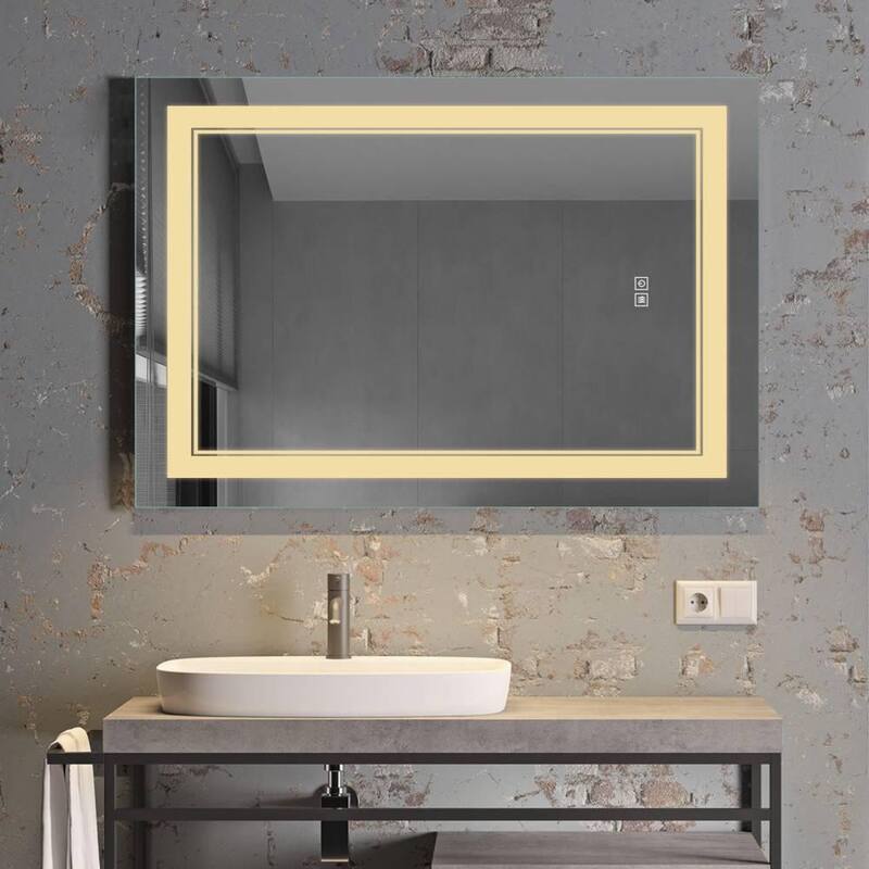32 in. W x 24 in. H Rectangular Frameless Dimmable LED Lights Wall Mounted Bathroom Vanity Mirror-Paradise Island Wear