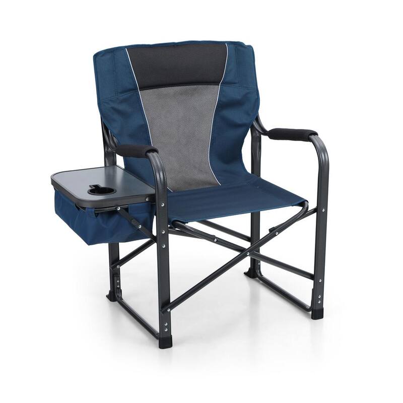 Oversized Luxury Dark Blue Camping Director Chair With Side Table and Cooler Bag-Paradise Island Wear