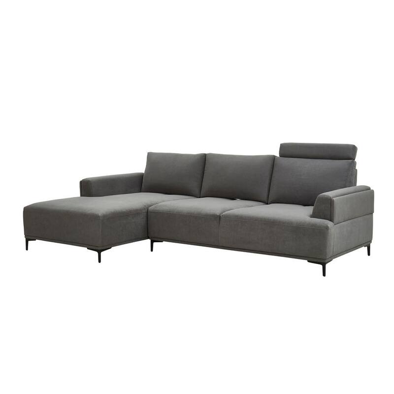 112 in Flared Arm 1 piece Suede Rectangle Sectional Sofa in Gray-Paradise Island Wear