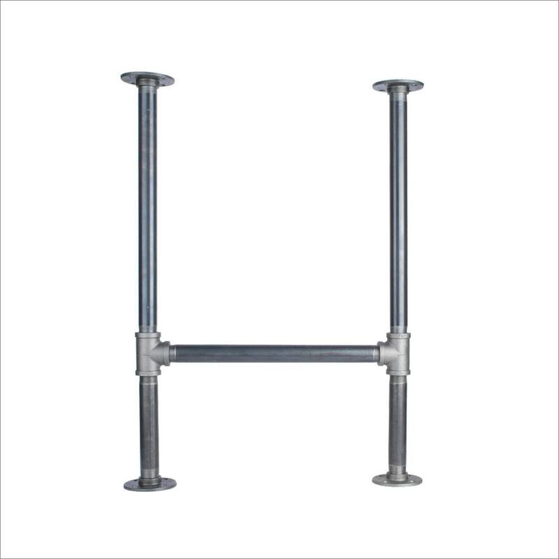 1 in. x 2.4 ft. L Black Pipe Heavy Duty Industrial H-Style Desk with Round Flanges (1-Pack)-Paradise Island Wear