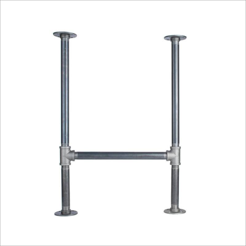 1 in. x 2.4 ft. L Black Pipe Heavy Duty Industrial H-Style Desk with Round Flanges (1-Pack)-Paradise Island Wear