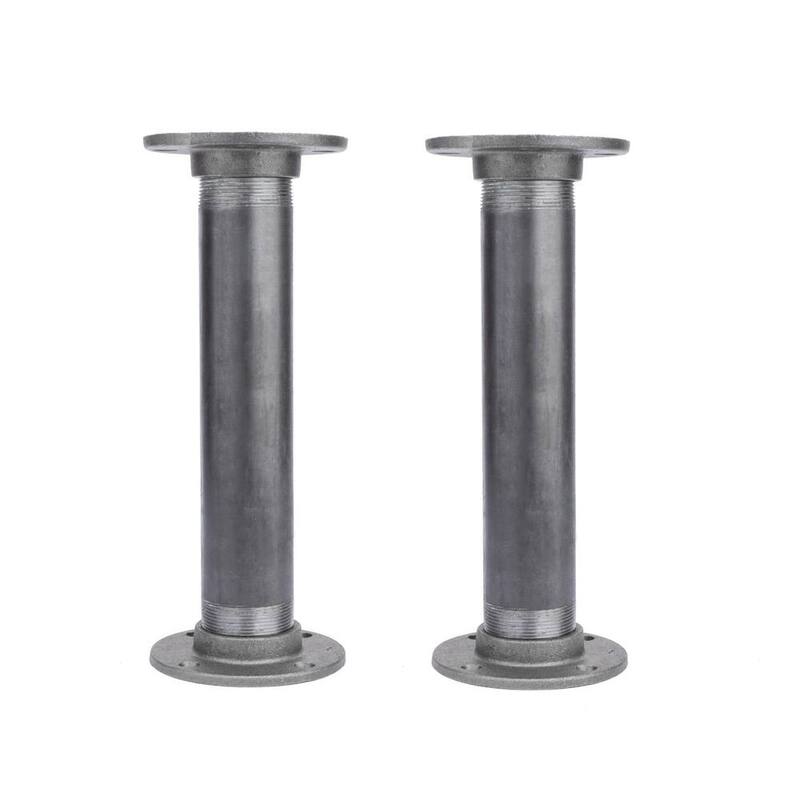 2 in. x 1 ft. Heavy-Duty Industrial Black Pipe Table Legs with Round Flanges (2-Pack)-Paradise Island Wear