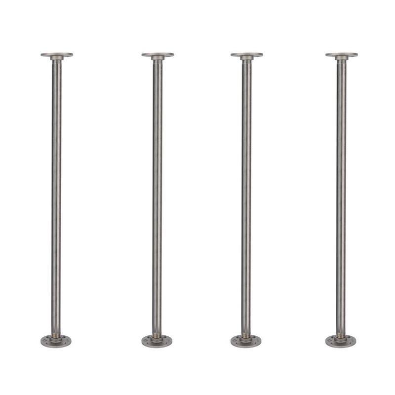 3/4 in. x 2.5 ft. L Black Steel Pipe Table Legs with Round Flanges (4-Pack)-Paradise Island Wear