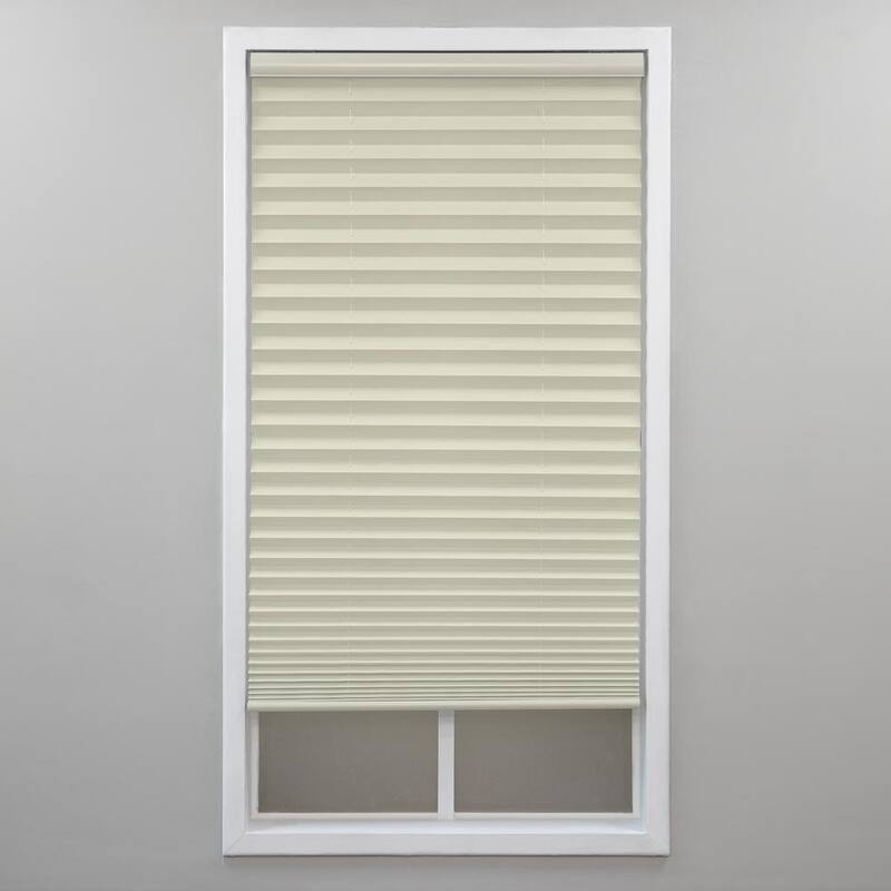 Cut-to-Width Ecru Cordless Light Filtering Polyester 1 in. Pleated Shade 35 in. W x 72 in. L-Paradise Island Wear