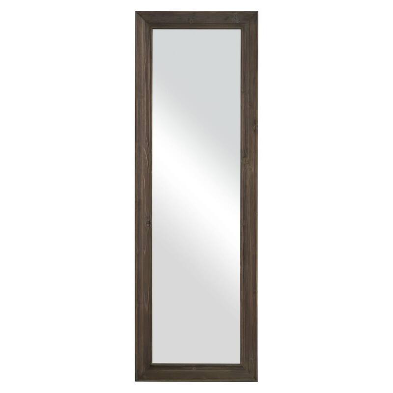 64 in. x 21 in. Modern Solid Wood Rectangle Framed Dark Grey Full LengthDecorative Mirror-Paradise Island Wear
