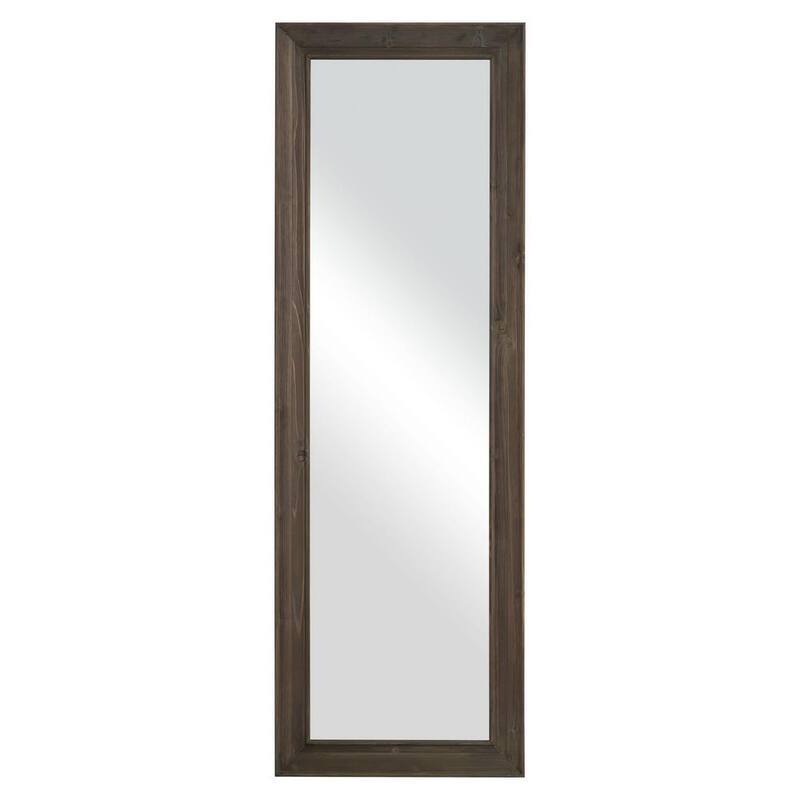 64 in. x 21 in. Modern Solid Wood Rectangle Framed Dark Grey Full LengthDecorative Mirror-Paradise Island Wear