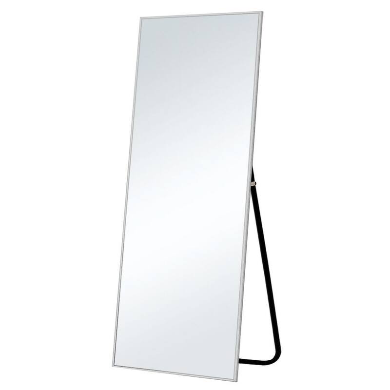 24 in. x 71 in. Modern Rectangle Framed Silver Full-Length Leaning Mirror Oversize Mirror Free Standing-Paradise Island Wear