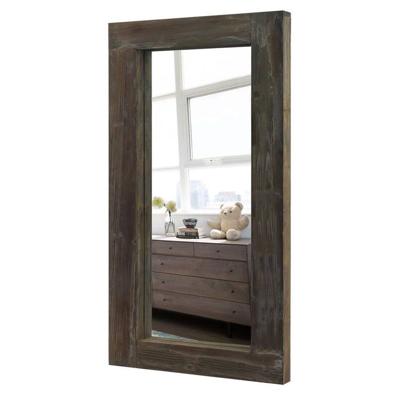 31 in. W x 71 in. H Farmhouse Large Distressed Leaning Rectangle Full Length Mirror in Antique Framed-Paradise Island Wear