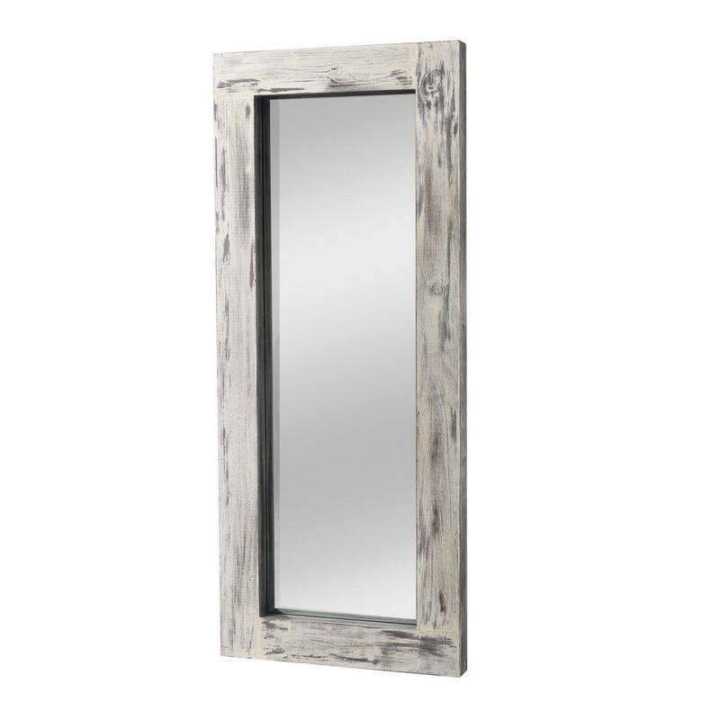 31 in. W x 71 in. H Farmhouse Large Distressed Leaning Rectangle Full Length Mirror in Weathered Framed-Paradise Island Wear