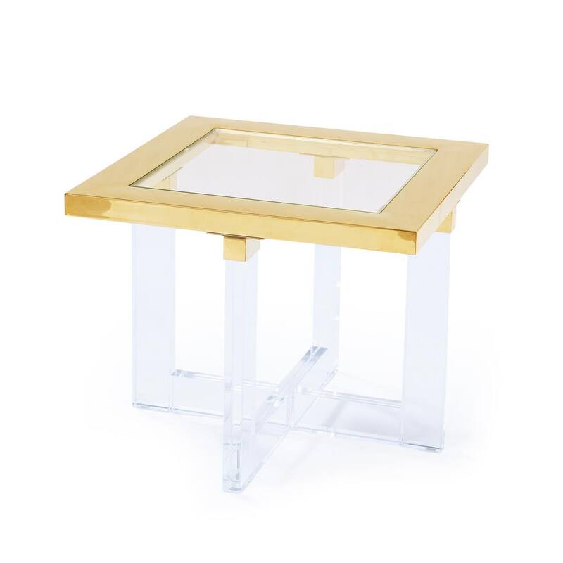 23.62 in. Vicenza Rectangular Shape Lucite White Side Table-Paradise Island Wear
