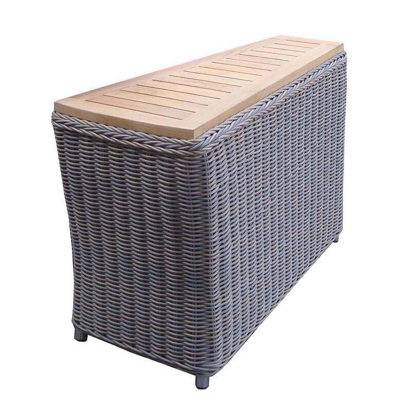 Outdoor Barbados 16.14 in. Kubu Grey Standard Rectangular Wicker End Table-Paradise Island Wear