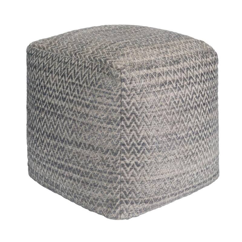 Gray Galaxy Bamboo Silk and Wool Chevron Ottoman-Paradise Island Wear