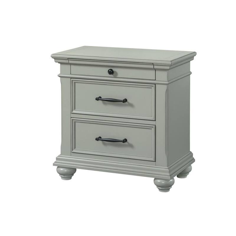 28 in. H x 28 in. W x 16 in. D 3-Drawer Nightstand With Ports in Grey-Paradise Island Wear