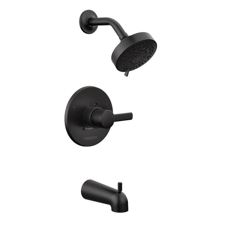 Precept 1-Handle Wall-Mount Tub and Shower Faucet Trim Kit in Matte Black (Valve Not Included)-Paradise Island Wear