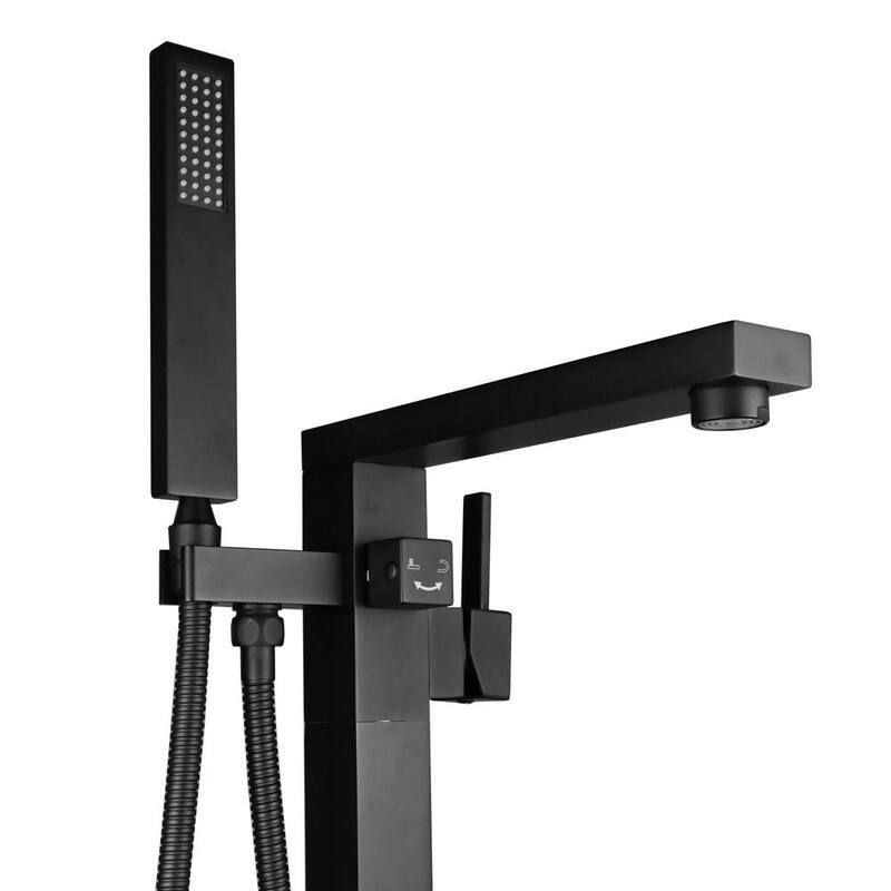 Single-Handle Modern Freestanding Tub Faucet with Hand Shower in Matte Black-Paradise Island Wear