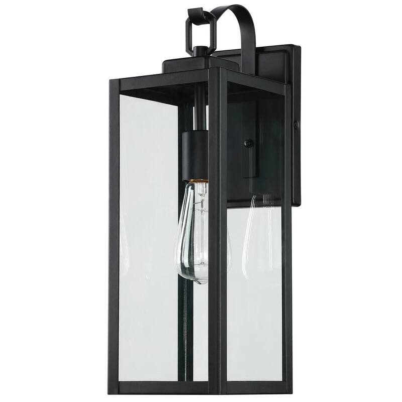 1-Light Matte Black Not Solar Outdoor Wall Lantern Sconce with clear Glass-Paradise Island Wear