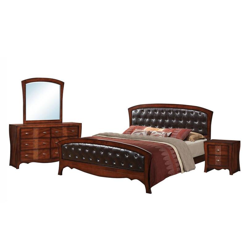 4-Piece Medium Espresso King Panel Bedroom Set-Paradise Island Wear