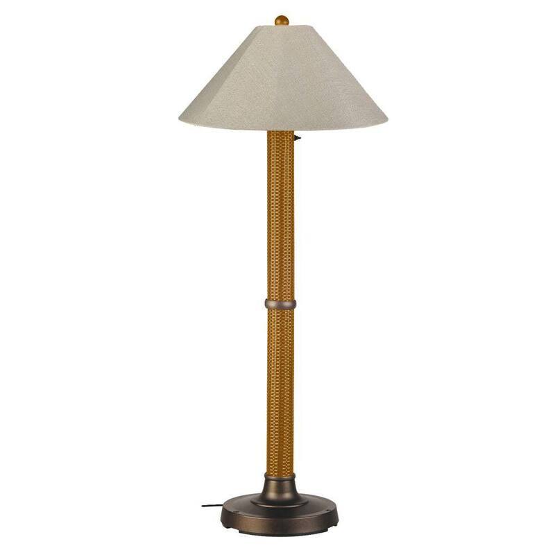 60 in. Mocha Cream Floor Lamp with Antique Beige Linen Shade-Paradise Island Wear