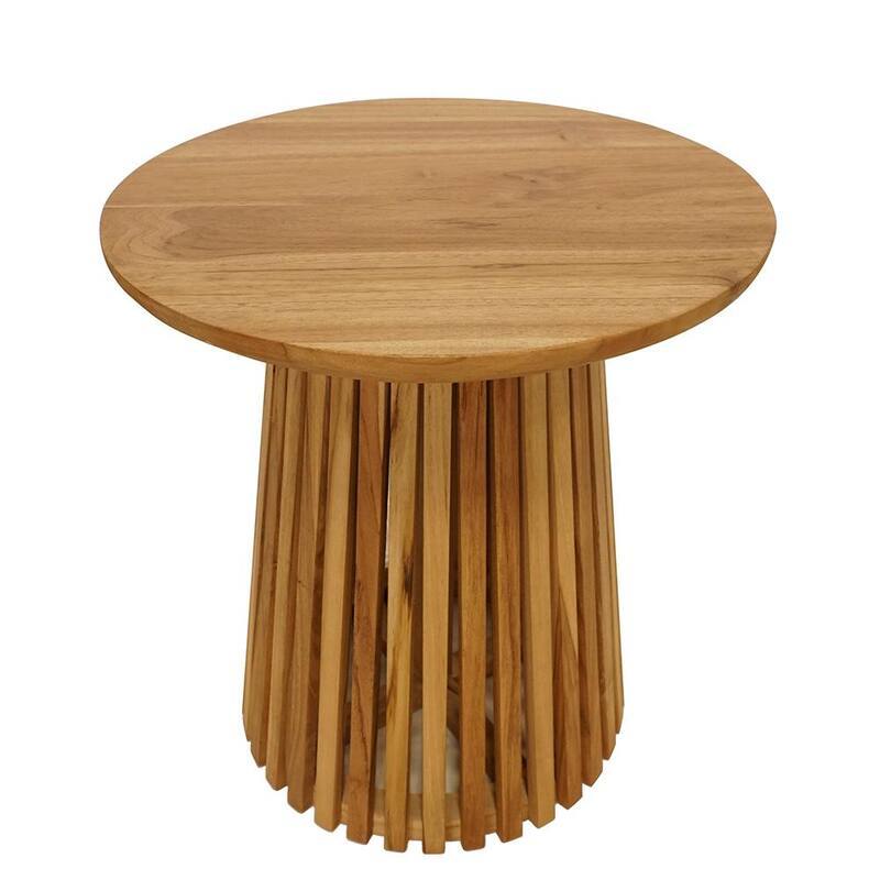 Cape Cod 19.75 in. Natural 21.75 in. Round Wood End Table-Paradise Island Wear