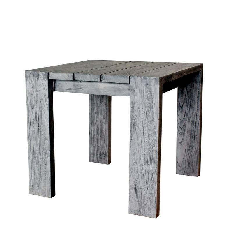 Outdoor 23.75 in. Natural Standard Recycled Teak End Table-Paradise Island Wear