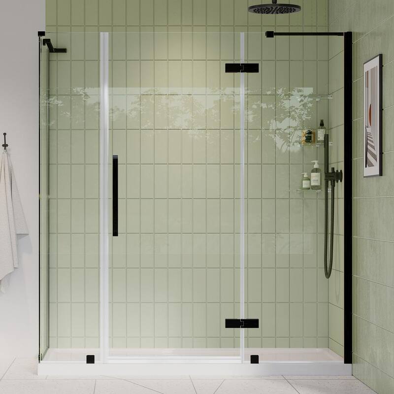 72 in. L x 36 in. W x 72 in. H Corner Shower Kit w/Pivot Frameless Shower Door in w/Shelves and Shower Pan-Paradise Island Wear