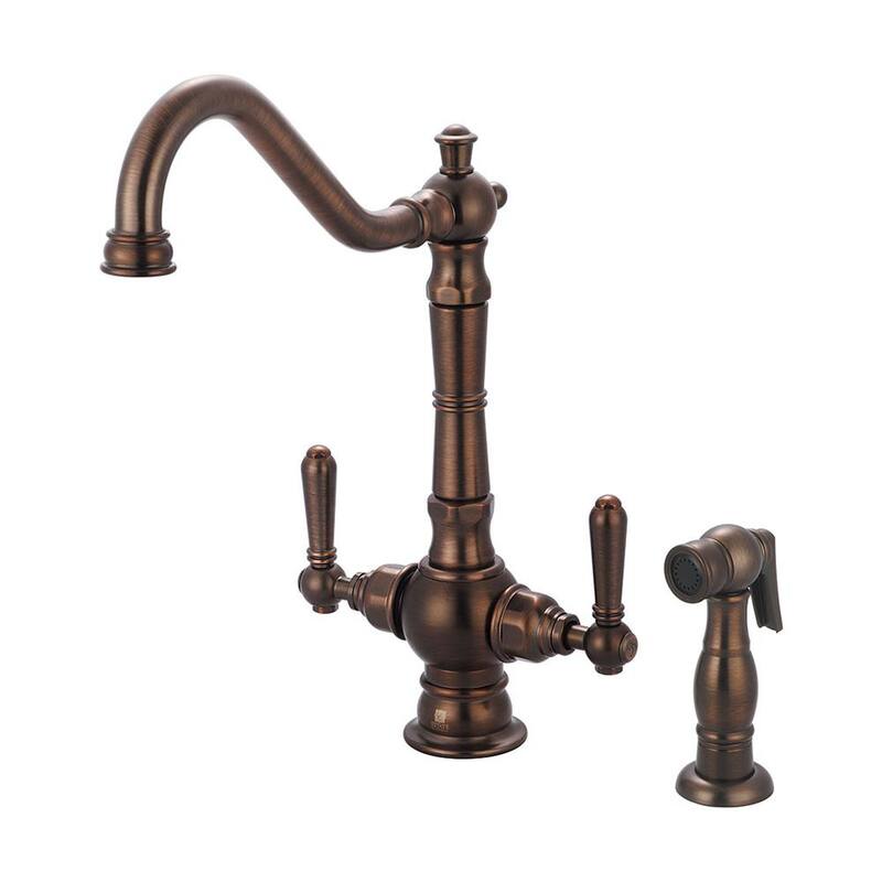 2-Handle Standard Kitchen Faucet with Side Sprayer in Oil Rubbed Bronze-Paradise Island Wear