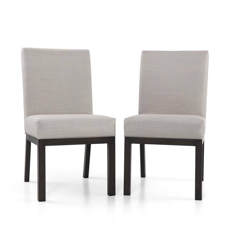 Beige Armless Stationary Padded Metal Outdoor Dining Chair (2-Pack)-Paradise Island Wear