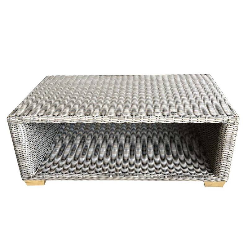 Outdoor 27 in. Grey Standard Rectangular Wicker Coffee Table-Paradise Island Wear