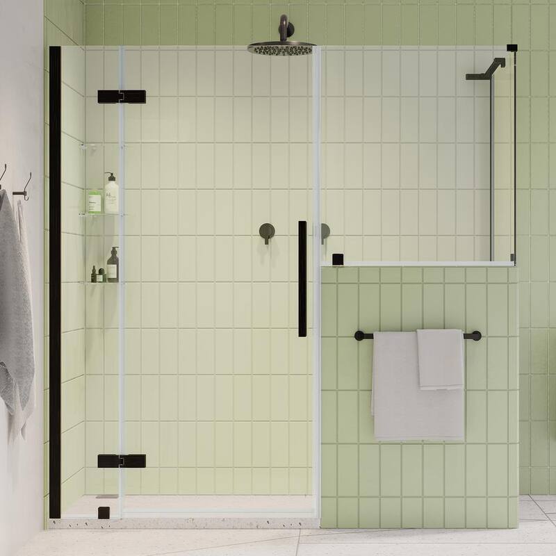 66 7/8 in. W x 72 in. H Rectangular Pivot Frameless Corner Shower Enclosure in w/Buttress and Shelves-Paradise Island Wear