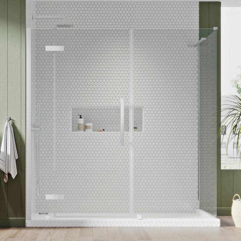 Tampa 72 1/16 in. W x 72 in. H Rectangular Pivot Frameless Corner Shower Enclosure in Chrome-Paradise Island Wear