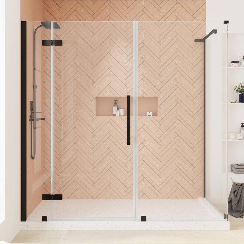 68 1/8 in. W x 72 in. H Rectangular Pivot Frameless Corner Shower Enclosure in Oil Rubbed Bronze-Paradise Island Wear