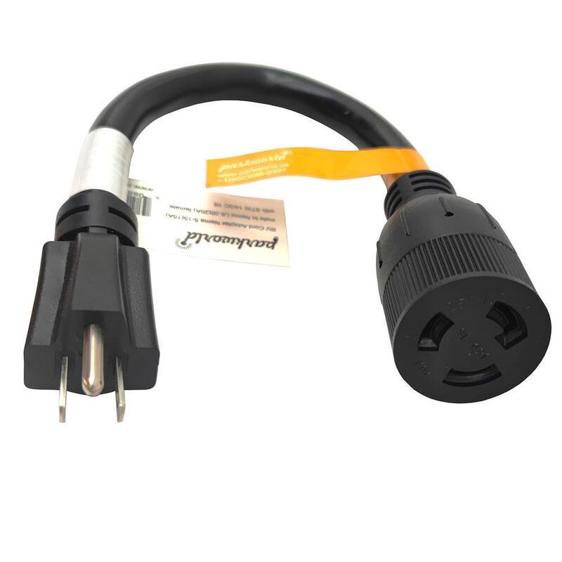 1 ft. 10/3 3-Wire 10 125-Volt 3-Prong 5-15P Plug to 20 Locking L6-20R Adapter Cord (5-15P to L6-20R)-Paradise Island Wear