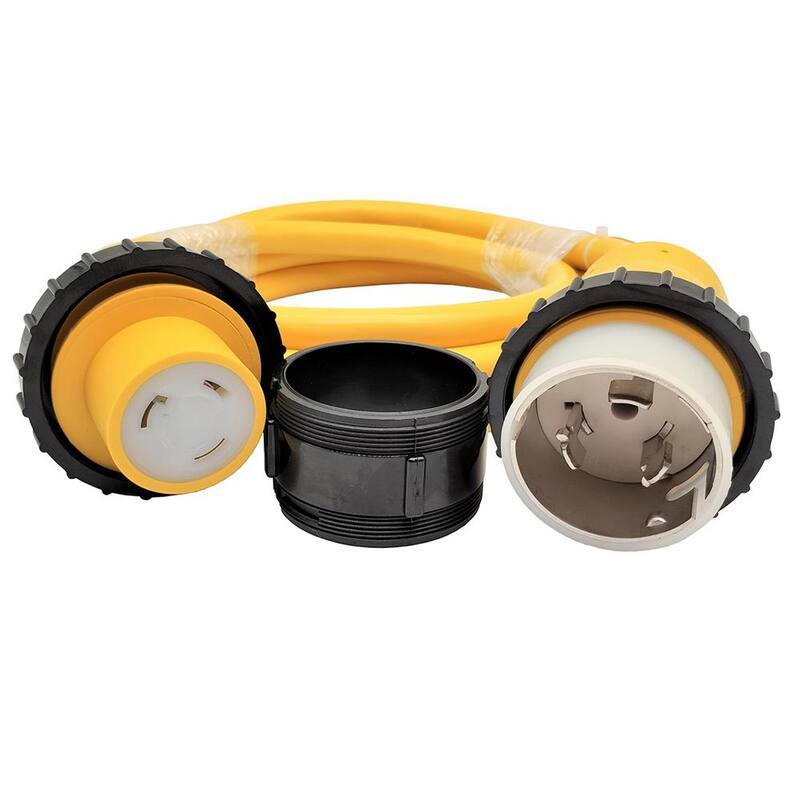 10 ft. 10/3 STW 3-Wire RV/Marine Shore Power 50 Amp to 30 Amp NEMA SS2-50P to L5-30R Adapter Cord-Paradise Island Wear