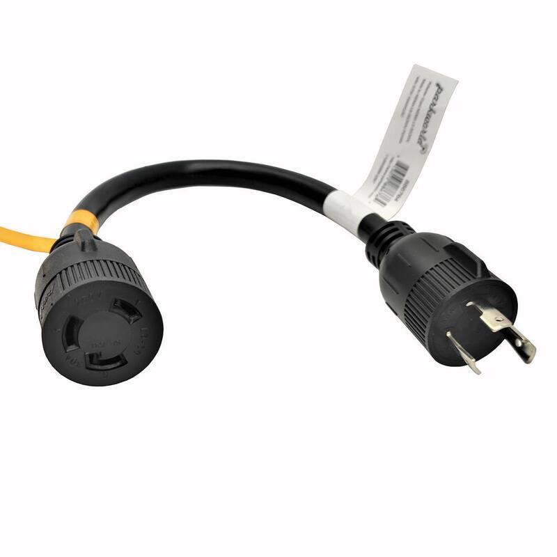 1.5 ft. 10/3 3-Wire Generator 30 125-Volt 3-Prong Locking Plug L5-30P to 30 Locking L6-30R Adapter Cord-Paradise Island Wear