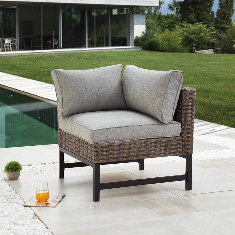 Wicker Left Outdoor Sectional Chair with Cushions-Paradise Island Wear