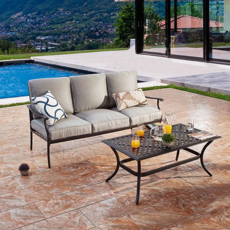2-Piece Metal Patio Deep Seating Set with Cushions-Paradise Island Wear