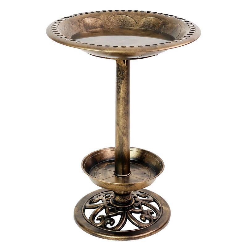 Brushed Bronze Birdbath with Planter-Paradise Island Wear