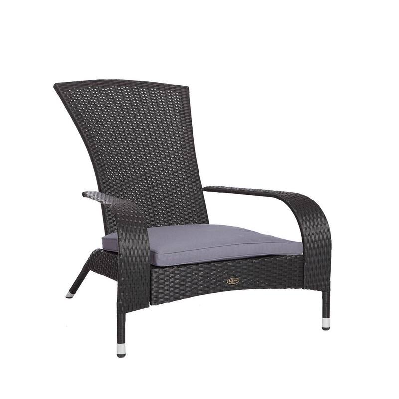 Coconino Black Wicker Plastic Adirondack Chair with Cushion-Paradise Island Wear