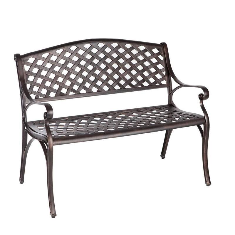 Antique Bronze Cast Aluminum Patio Bench-Paradise Island Wear
