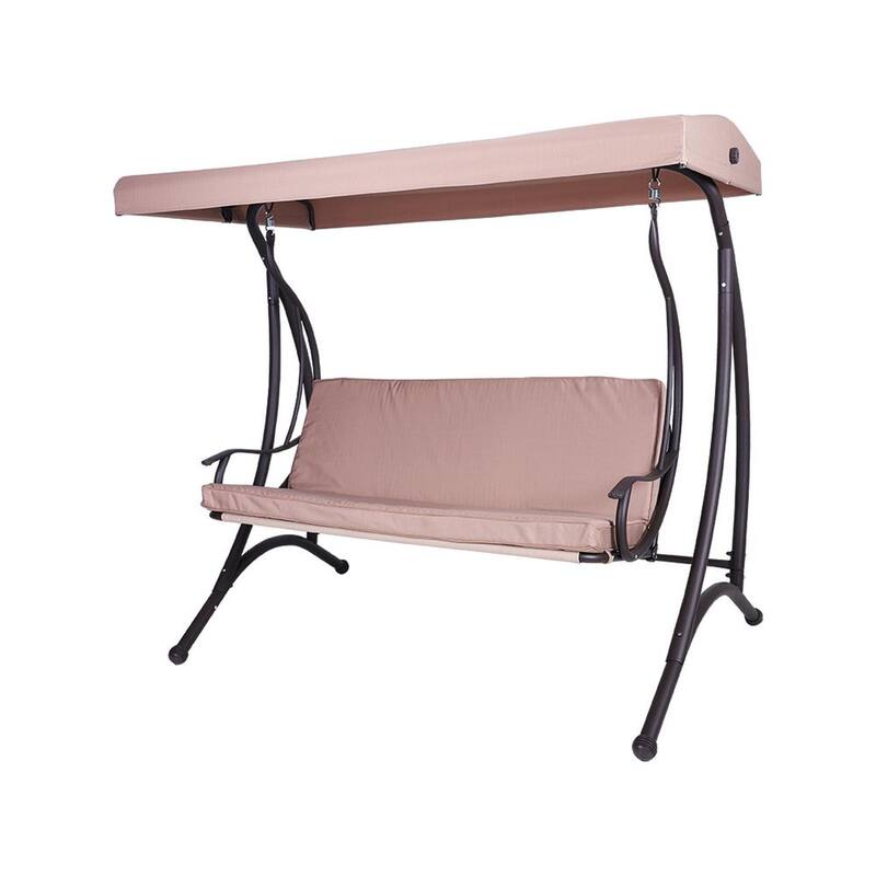 Outdoor Patio Swings 3-Seats Freestanding with Cushions and Adjustable Canopy-Paradise Island Wear
